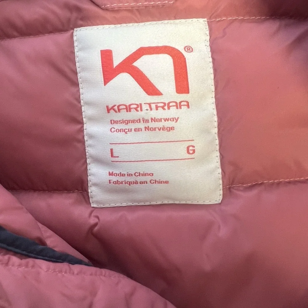 Kari Traa Eva Hybrid Down Vest‎ Women L  Hooded Puffer Quilted Insulated